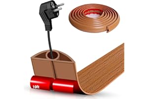 DBHXXMB-HH Floor Cord Cover Cable Cavity Self Adhesive Cord Hider Floor 10FT Floor Cable Management Power Cord Protector Floor Electric Cord Covers for Offices, Gym, Exhibitions (Brown Wood, 0.78" x 10')