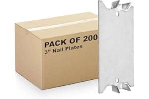 (200 Pack) Airmont Products 3'' Safety Nail Plate for Wood Studs 16-Gauge Steel, 1.5 x 3 Inch, Protect Plumbing and Wiring, Sharp Pointed Prongs, Anti-Nail Protection Plate Shield, Made in USA