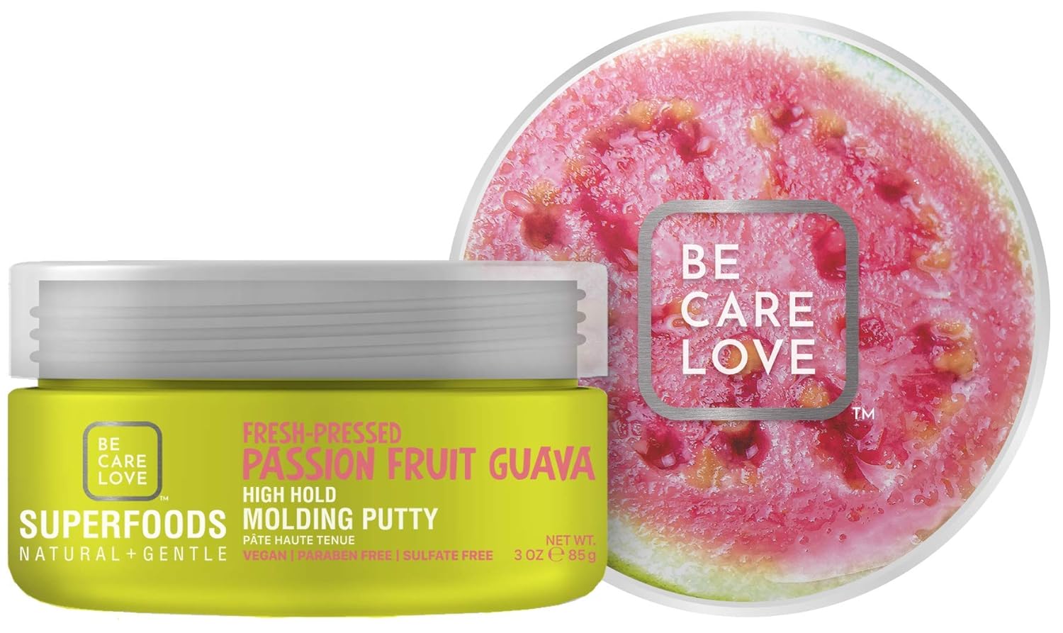Be Care Love SuperFoods Natural and Gentle Fresh Pressed Passion Fruit Guava High Hold Molding Putty 3 Oz.