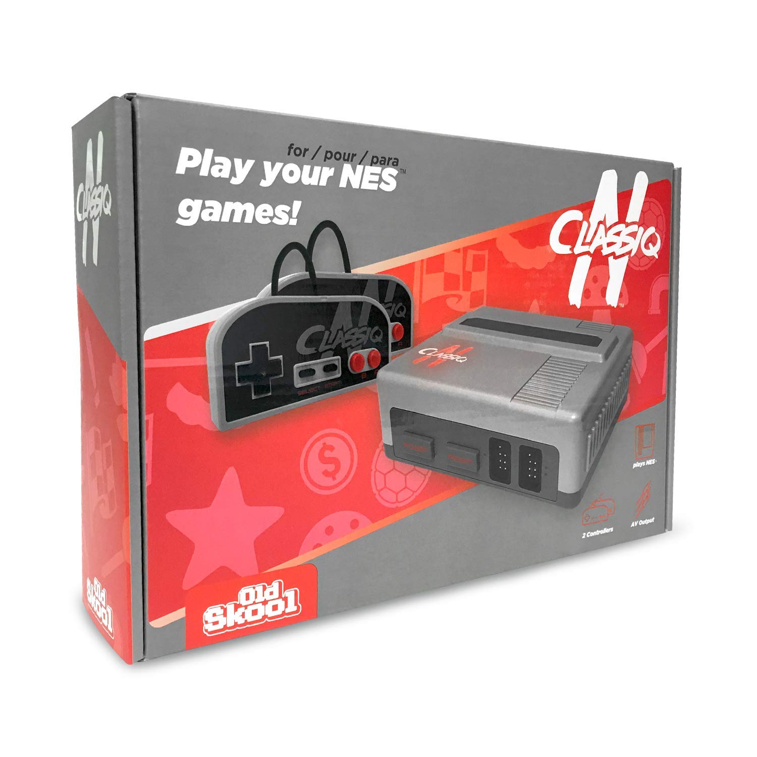 Old Skool CLASSIQ N Console Compatible with NES - Grey/Grey Clone System: Video Games