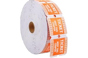 L LIKED Raffle Tickets Double Roll 2000 Tickets Consecutively Numbered 50/50 Raffle Tickets for Event Party (Easy Read Orange)