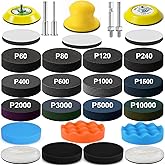 137Pcs 3 Inch Sanding Disc Polishing Kit, Headlight Restoration Kit | 60-10000 Grit Wet Dry Hook &amp; Loop Sandpapers, Wool Sponge Polishing Pads for Drill Rotary Tools Car Wood Metal Resin Glass