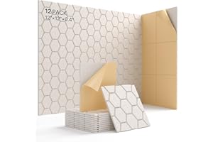 Sound Proof Foam Panels for Walls, Kuchoow Acoustic Panels Sound Absorbing, 12 Pack High Density Soundproof Wall Panels Self Adhesive Sound Dampening Panels Sound Absorbing Panel 12"×12"×0.4"