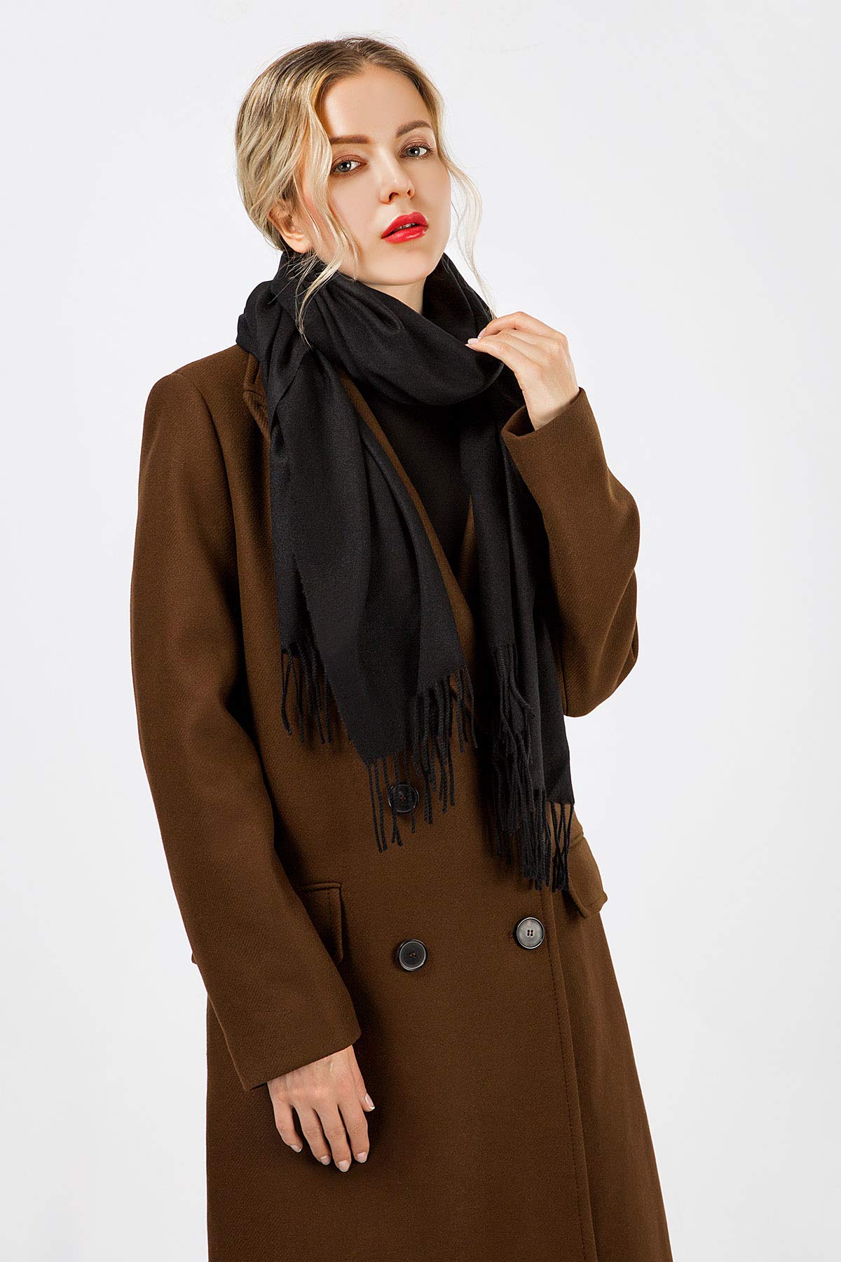 WISH CLUB Pashmina Scarf Cashmere Shawls Wrap Tassel Scarf Women Fringe Scarf