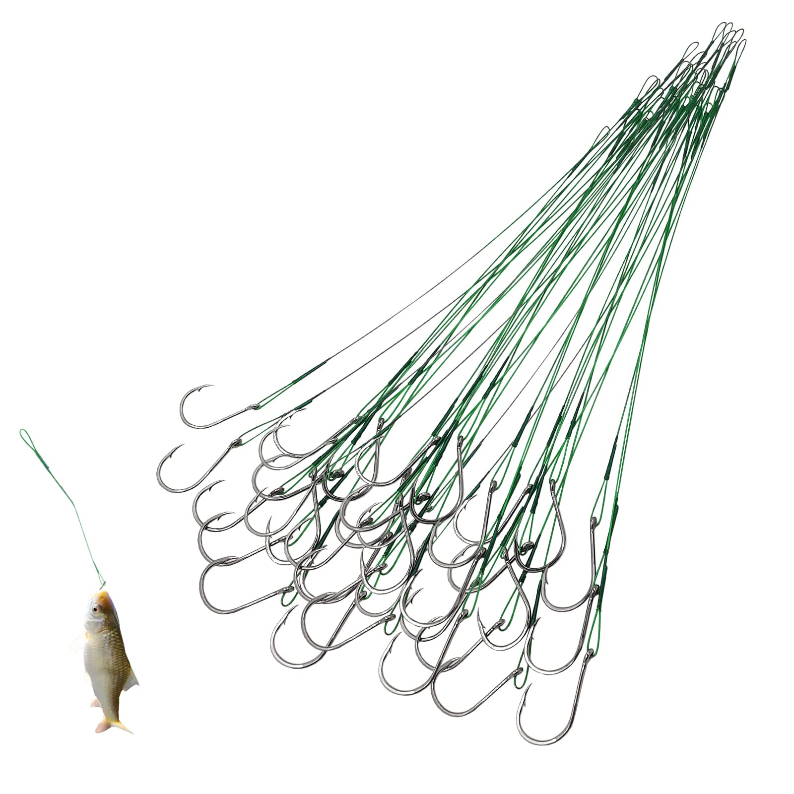 Pack of 40 Fishing Hooks, Carbon Steel Fishing Accessories, Fishing Hooks with Barbs, Various Fish Types for Sea, Lake, River (Flat Hook, 2.5 cm)