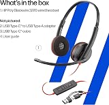 Poly HP Poly Blackwire 3220 Wired Headset USB-C USB-A Adapter Over-Ear view 8