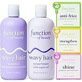 Function of Beauty Wavy Hair Set with Shampoo, Conditioner & Add-In Booster Treatment - Shine, Strengthen & Anti-Frizz Booster Shot to Enhance Shampoo, Conditioners & Hair Care Products