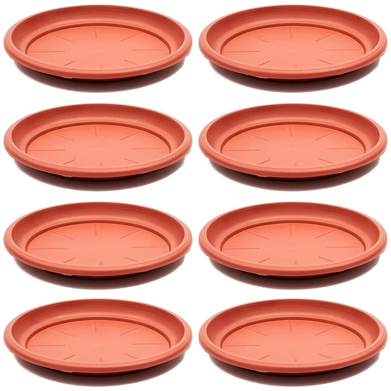 Round Plastic Planter Base Trays, 8-Pack of Terra Cotta Coloured Drainage Saucer, 30.5 cm Each
