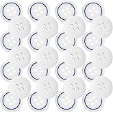 50 Pcs White Buttons for Sewing with Blue Round 0.6 inch Glossy Round Buttons 24L Plastic Decotions 4 Hole 15mm Ideal for School Chef Aprons Pants Jacket Bags Accessories Craft DIY