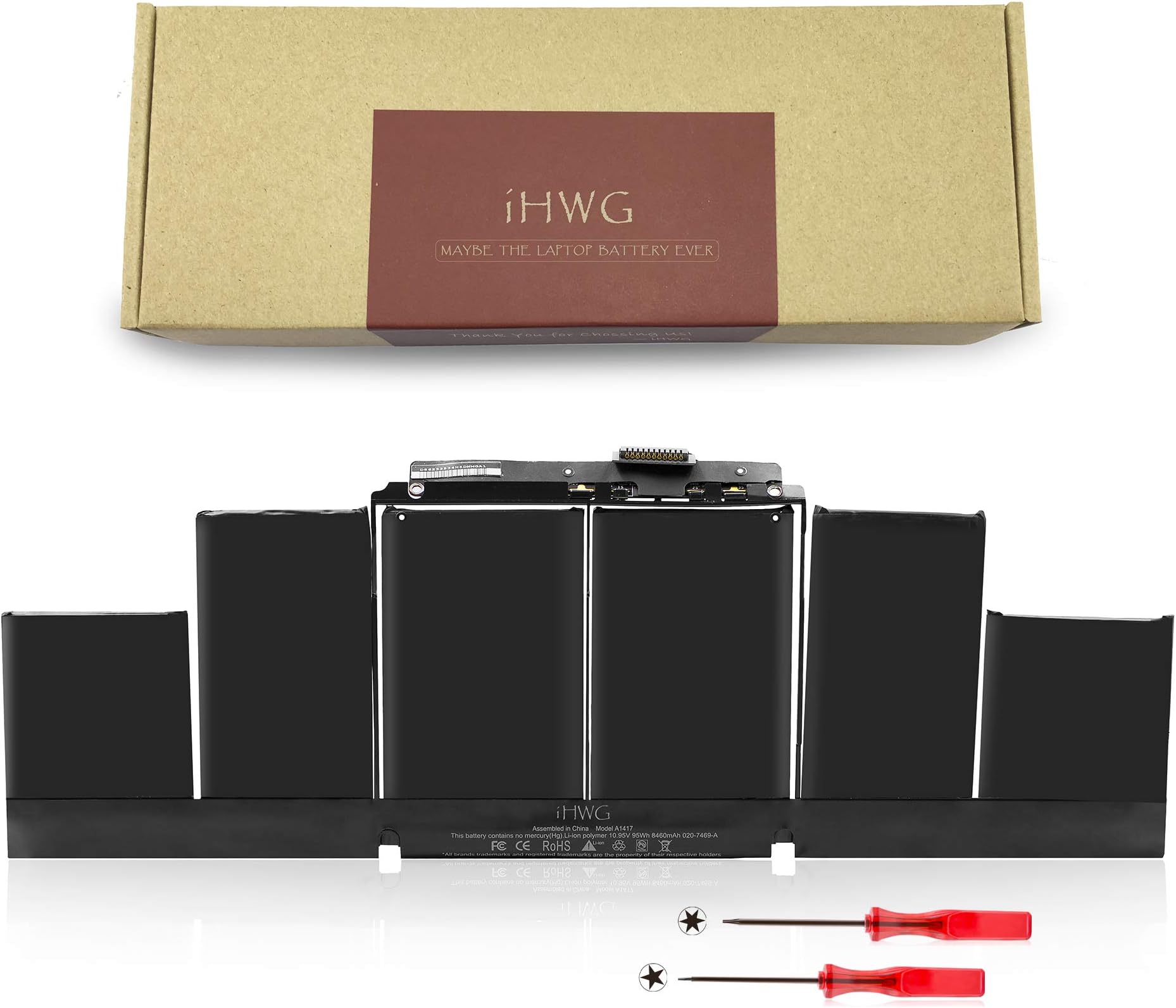 iHWG A1417 Battery for A1398 APPLE MacBook Pro 15 Inch Retina (Mid 2012 & Early 2013) Macbook Pro MC975LL/A MC976LL/A ME665LL/A ME664LL/A MD831LL/A (10.95V/95Wh)