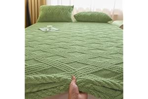 Thickened Milk Velvet Bedding Fitted Sheet, Deep Pocket Winter Soft Warm Bedspread Mattress Protector Cover, Bedsheet with El