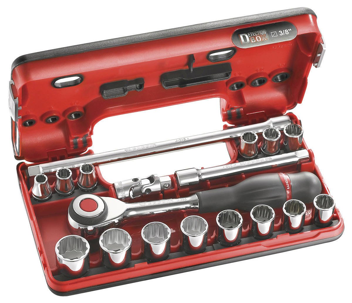 Facom 18-Piece Dbox Set, 3/8'' Sockets, J.360DBOX112, Metal, 50 mm x 124 mm x 280 mm, 2.13 kg, Mechanical, Metric