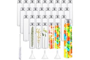 Supkiir 30Pcs 115ml Plastic Test Tubes, Clear Containers Tube with Aluminum Screw Caps, Round Bottom Test Tube with Brush fun