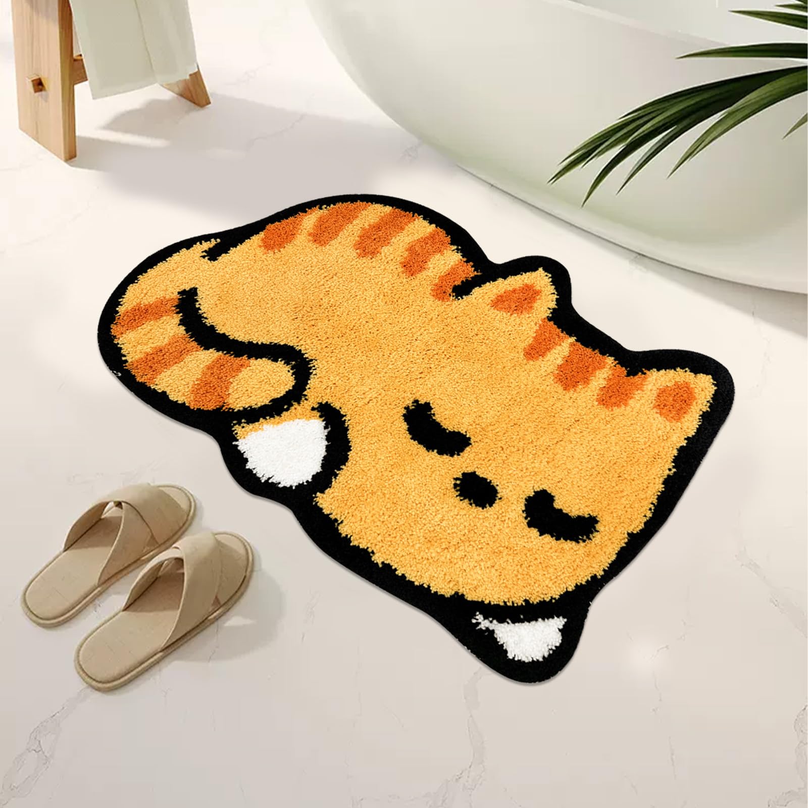 USTIDE Cat Shaped Rug Fluffly Bathroom Rug Small Area Rug Tufted Nonslip Rug Water Absorbent Bath Mat