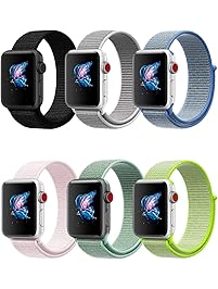 QIENGO Compatible for Apple Watch Band 38MM 42MM, Nylon Sport Loop with Hook and Loop, Fastener Adjustable Closure Strap, Replacement Band Compatible for iWatch Series 1/2/3, Nike+, Edition, Hermes