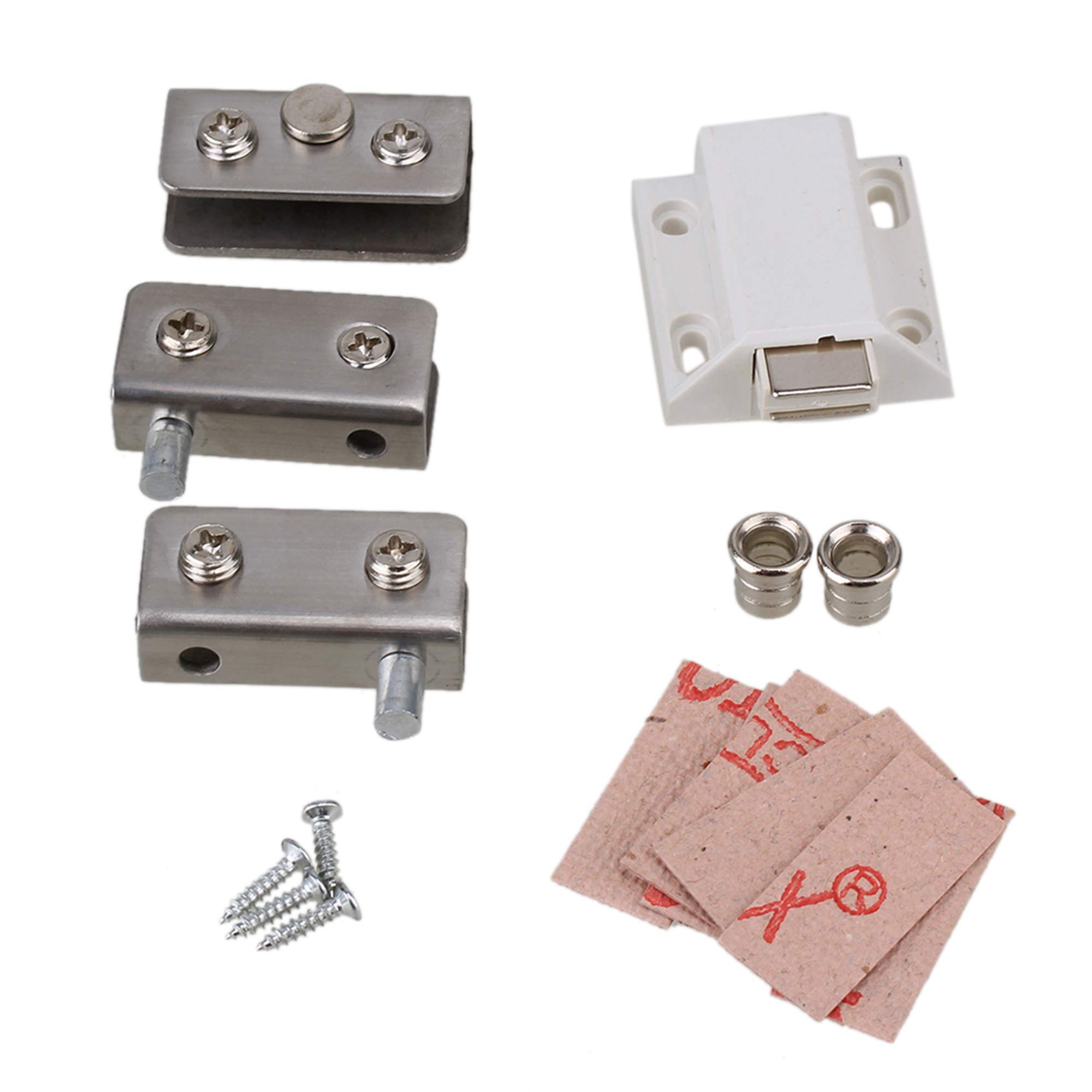 BQLZR Silver Tone Stainless Steel Free Swinging No Piercing Glass Pivot Door Hinges Clamps Kits for 5-8mm Glass Door