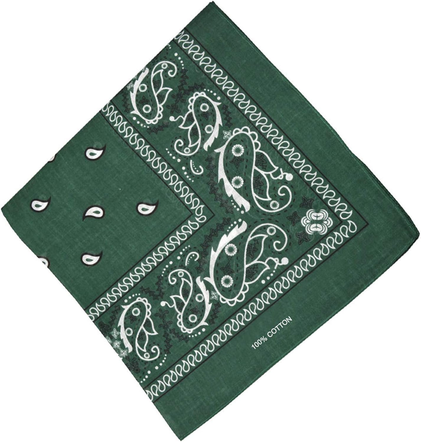 WedDecor Deep Green Bandana For Men Women Cotton Unisex Paisley Head Scarf Wide Headband Fashion Accessory for Riding Motorcycling - Image 3