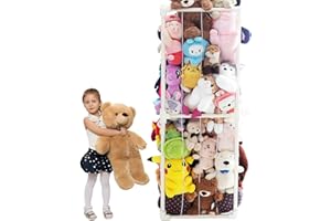 INFTOYCO Large Stuffed Animal Storage Zoo Cage Holder, Upgradation PVC Stuffed Animal Storage Organizer, Space Saving Plush Toys Zoo Holder, for Kidroom Playroom, White