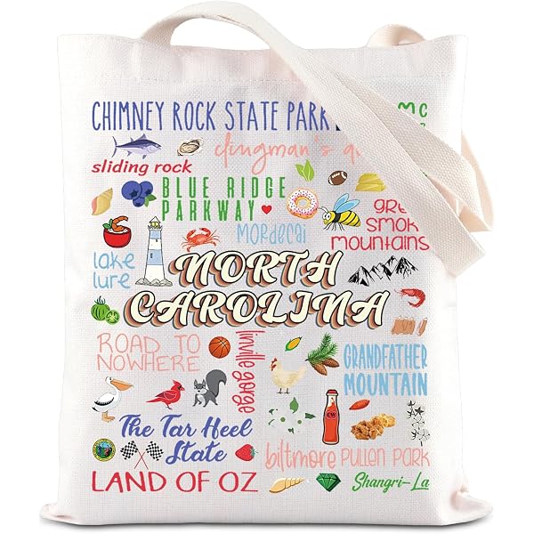 BLUPARK North Carolina Map Kosmetiktasche - Reise-Make-up-Tasche, 23,5x17 Cm, Polyester, Geschenk Für NC-Fans
