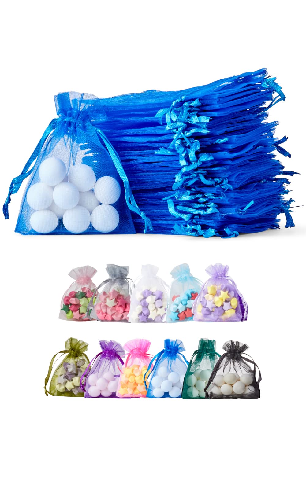 Soul Projekt 100pcs Organza Gift Bags, Royal Blue 7x9cm Drawstring Gift Bags, Drawstring Net Bags for Favours, Jewellery, Diwali Mini Bags, Wedding Sweet Bags, Party, Organza Bags Small