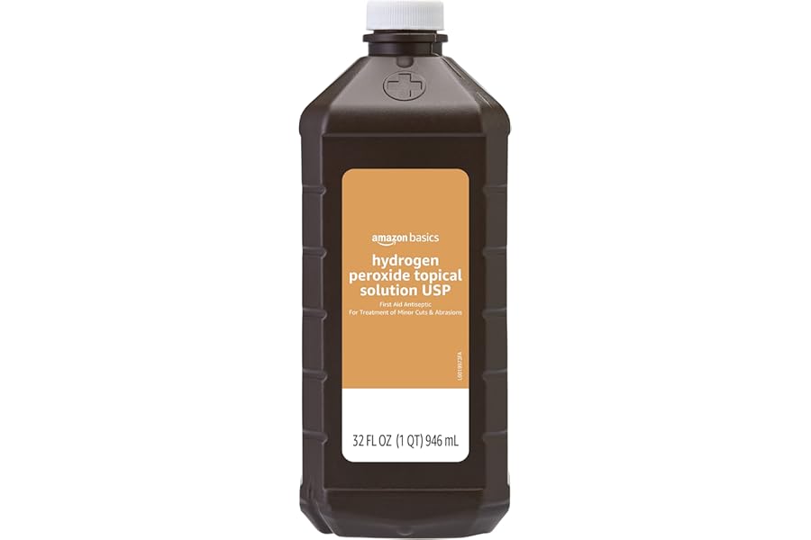 Amazon Basics Hydrogen Peroxide Topical Solution USP, First Aid Antiseptic for Cuts, Scrapes and Wound Disinfection, 32 fl oz