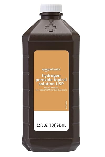 AMAZON BASICS HYDROGEN PEROXIDE TOPICAL SOLUTION USP, FIRST AID ANTISEPTIC FOR CUTS, SCRAPES AND WOUND DISINFECTION, 32 FL OZ, 1-PACK