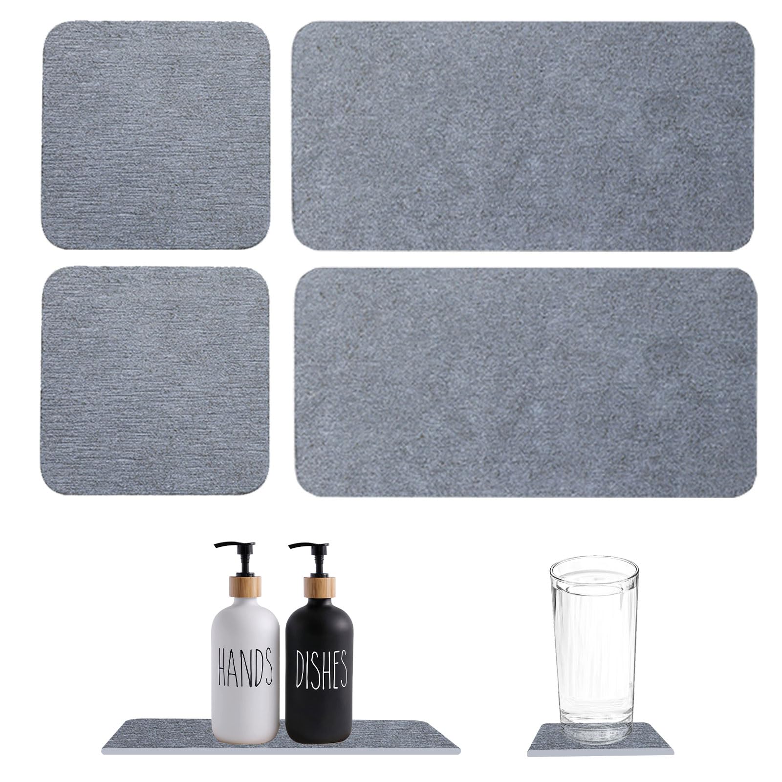 4pcs Quick Drying Soap Tray, Diatomite Soap Dish Anti Slip Water Absorbent Diatomite Coasters, Water Absorbent Soap Tray With Footrest Diatomaceous Earth Soap Dish For Bathroom And Kitchen (dark grey)