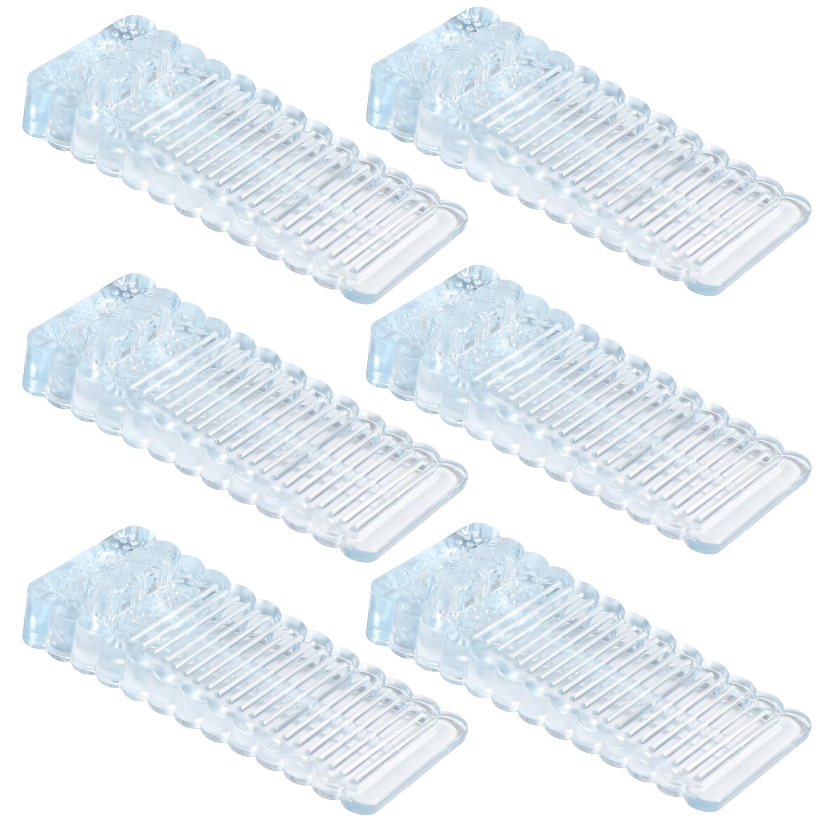 Vinabo Door Stoppers, 6 Pieces PVC Door Stoppers, Height Adjustable and Stacked for Use, Floor Door Blocks for Doors and Floors Made of Various Materials-Transparent
