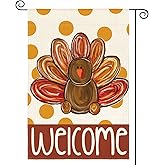 AVOIN colorlife Thanksgiving Turkey Garden Flag 12x18 Inch Double Sided, Welcome Polka Dots Yard Outdoor Decorative Flag