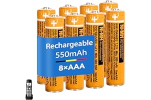 JAPUSOON 8 Pack HHR-55AAABU NI-MH AAA Rechargeable Battery for Panasonic, 1.2v 550mAh Rechargeable AAA Batteries for Cordless Phone, Remote,Controls, Electronics