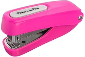 PRAXXISPRO Praxxis Pro Office Supplies - Aria-Plus Half-Strip Mini Stapler - Durable, Compact, and Colorful Stapler for Office and Travel Use, Compatible with Standard 26/6 Staples, Pink