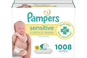 Pampers Sensitive Lot de 12 boîtes de lingettes pour bébé Pop-Top non parfumées, 1 008 unités