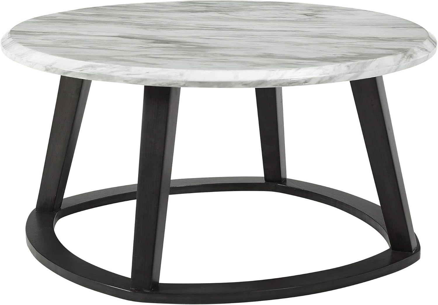UKN Marble Round Coffee Table Grey Modern Contemporary MDF Glossy Includes Hardware