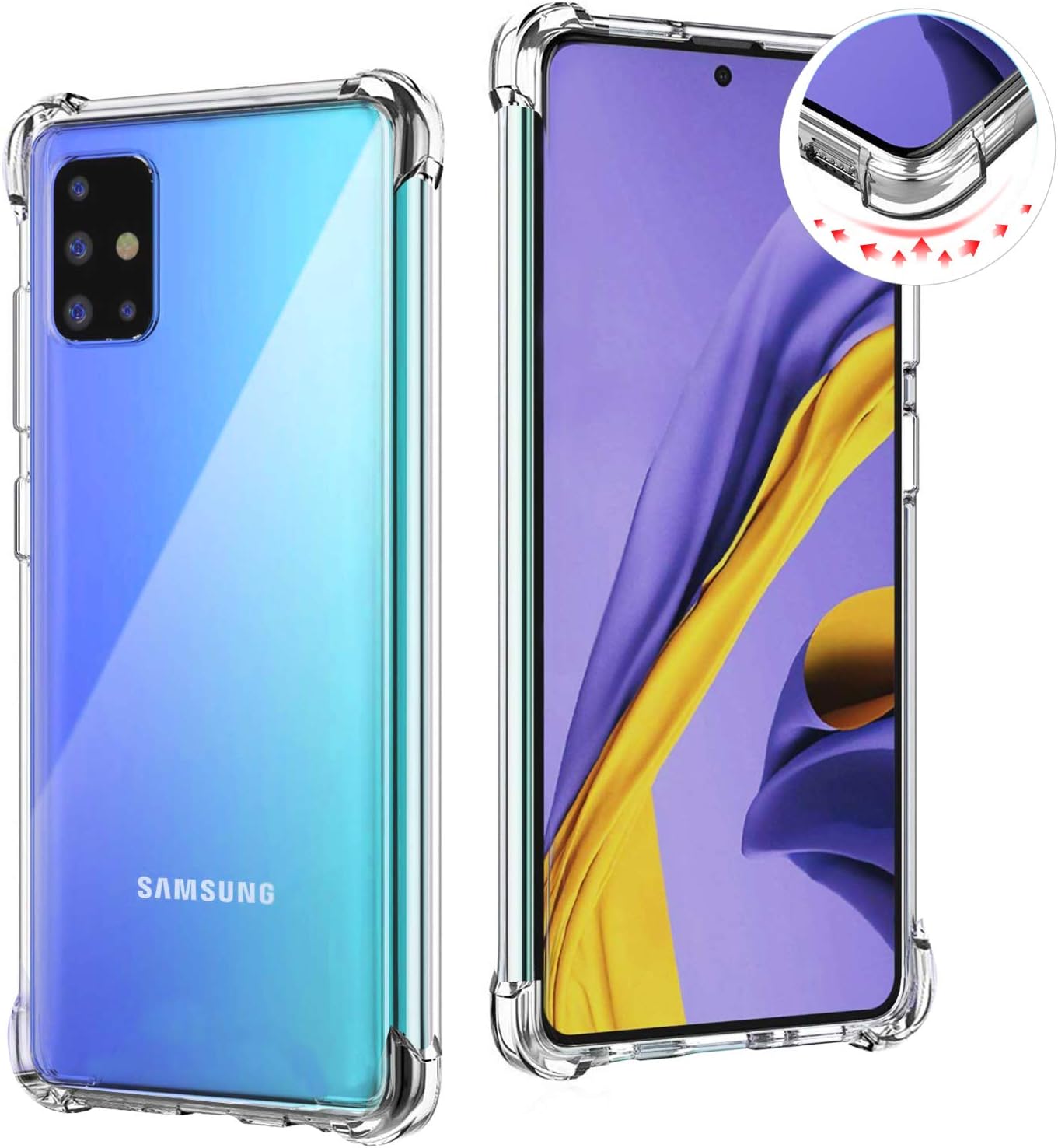 for Samsung Galaxy A71 Case Cover,Galaxy A71 5G Transparent Soft TPU Protective Phone Cover Case,Shockproof,Anti-Yellow,Super Slim Fit,Reinforced Corners Protective Case for Samsung A71 2020-Clear