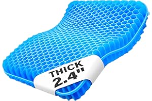 TITIROBA 2.4inch Extra Thick Gel Seat Cushion for Relieve Long Sitting Pain Honeycomb Double Soft Breathable Non-Slip Cushions Tailbone Pressure Relief Office Wheelchair Car Desk Chair Pad