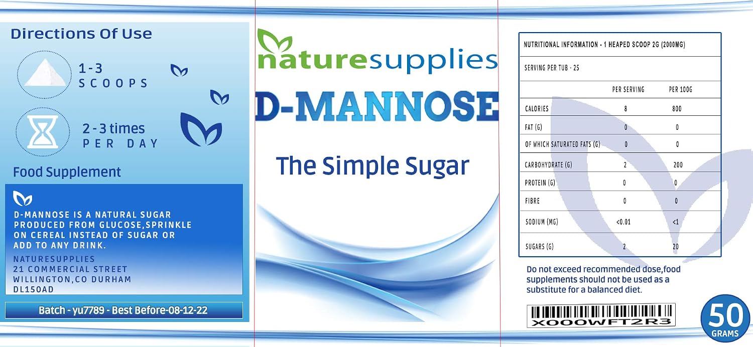D Mannose Powder 50g Pack, Pure D-Mannose for Natural Support, (NOT D Mannose Capsules or Tablets) GMO Free, Vegan Friendly - Image 3