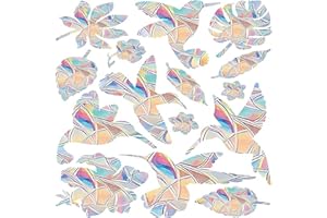Walquicks 90pcs Sun Catcher Sticker, Anti Collision Window Decals Suncatcher, Spring Window Clings to Prevent Bird Strikes