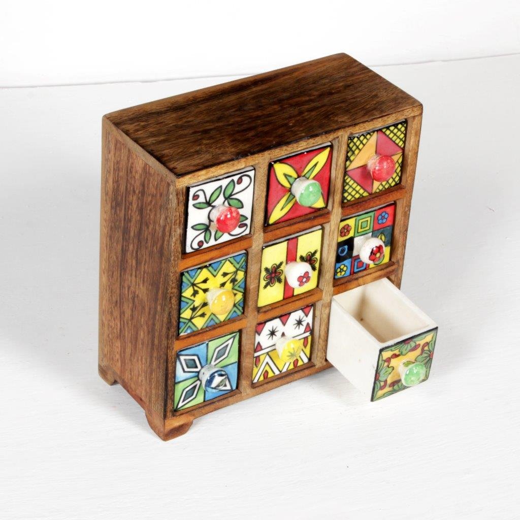 Buy Universal Art 9 Drawer Wooden Chest With Ceramic Drawers
