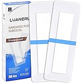 30 Pack 4"x12" Waterproof Adhesive Island Dressing for Post-Surgery Recovery | Sterile Bordered Gauze Bandages with Non-Stick Pad for Knee/Hip Replacement, Surgical Incision Care & Shower Protection