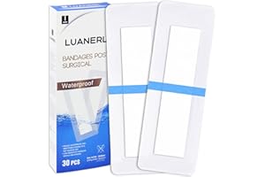 LUANERL 30 Pack 4"x12" Waterproof Adhesive Island Dressing for Post-Surgery Recovery | Sterile Bordered Gauze Bandages with Non-Stick Pad for Knee/Hip Replacement, Surgical Incision Care & Shower Protection