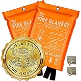 Fire Blanket - 1500F CE Certified Emergency Fire Blanket for Home and Kitchen. 500GSM Fabric & 0.5mm Thick - 100% Fiberglass Fire Extinguisher for Car,Warehouse Office - 2pc (40x40 inches) by Supa Ant