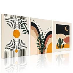 puthiac Boho Wall Art Posters - Set of 3 Framed
