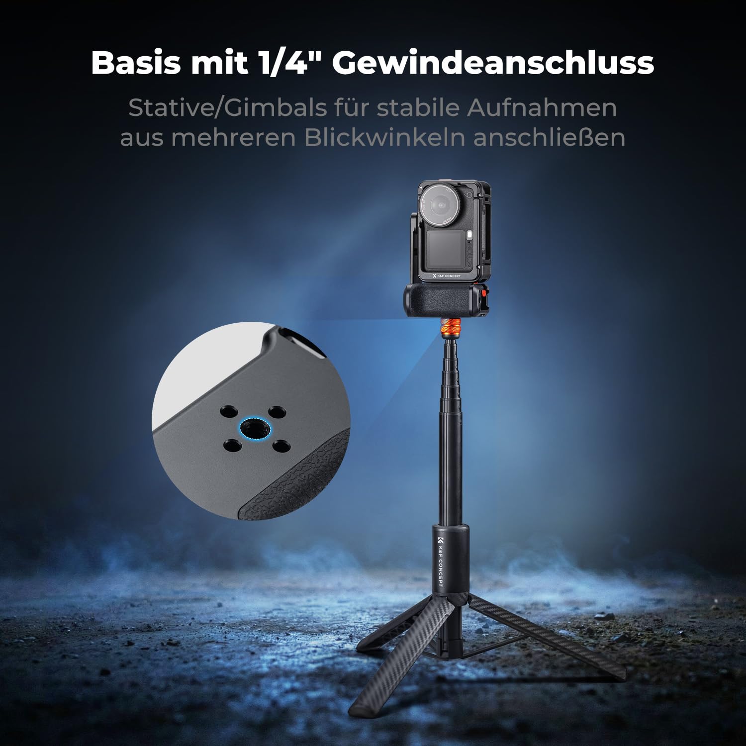 K&F CONCEPT Street Grip Kit mit Käfig, Kamera Griffhalter Set für DJI Osmo Action 6, Schnellverschluss Street Photography Griff mit Auslöser, Blitzschuh, Action Kamera Zubehör 5