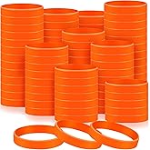 Liliful 200 Piece Rubber Bracelets Bulk, Solid Color Silicone Wristbands Blank Rubber Bracelets Elastic Silicone Wristband for Women Men, Events, Party Decor(8 x 0.5 Inch,Orange)