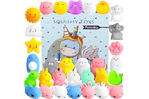POKONBOY 30 PCS Squishies Mochi Toys, Mini Kawaii Squishy Animals Squeeze Stress Relief Toys Easter Basket Stuffers Party Favors Easter Egg Filler for Kids