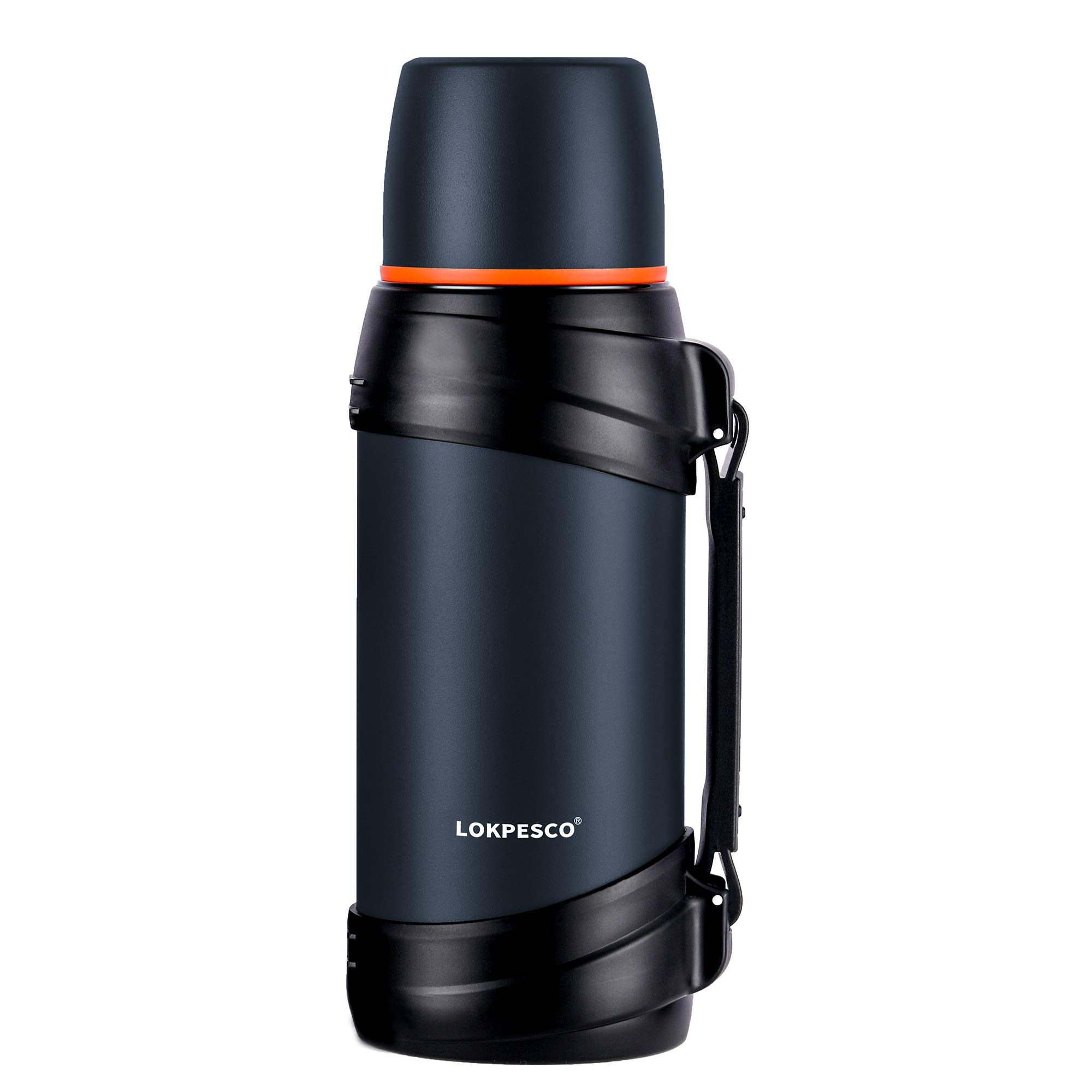 LOKPESCO Travel Flasks for Hot and Cold Drinks 2L/70oz, Stainless Steel Vacuum Insulated Flask, Thermal Carafe Flask, Hot Water Bottles with Drinking Mug for Hiking/Camping and More (Navy, 2L)
