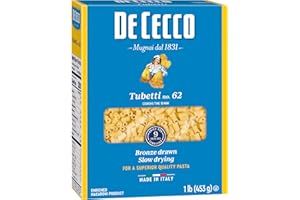 De Cecco Pasta, Tubetti No.62, Made in Italy, High in Proteing & Iron, Bronze Die, 16 Oz, Pack of 5