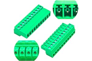 GENERIC Tcenofoxy 3.81mm Male & Female 2/3/4/5/6/7/8/9/10/11/12/13/14/15/16/18/20/24 Pin Phoenix Connector No Soldering Green PCB Screw Terminal Block Connector (1Set 3.81MF-11Pin)