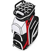 XDriveMax 14-Way Golf Cart Bag, Silent Lock Top &amp; Full Length Dividers | Silent 14-way lock top prevents club damage. Features 9 multi-purpose pockets (cooler, valuables), glove patch &amp; D-ring.