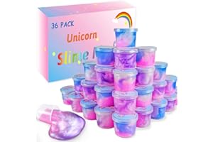 HOOLYUK 36 Packs Unicorn Slime Kit, Unicorn Party Favors for Kids, Pretty Stretchy & Non-Sticky Galaxy Slime Pack, Slime Party Favors for Girls & Boys Goodie Bag Stuffers